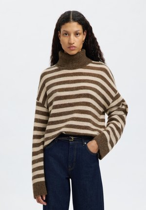 Selected Femme SLFLULU ROLL NECK  - Camisola - dachshund/birch