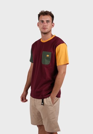 COLOR BLOCK - Print T-shirt - burgundy