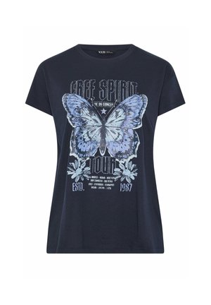 Yours Clothing, PLUS SIZE CASUAL TOPS - T-shirts print - navy
