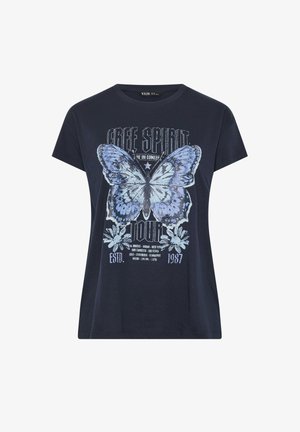 Yours Clothing, PLUS SIZE CASUAL TOPS - T-shirt print - navy