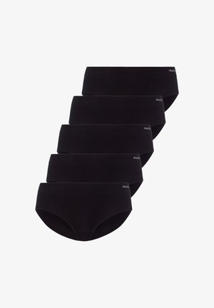 Packung mit fünf schwarzen Hipster-Unterhosen. Hergestellt aus weichem Stoff, mit einem glatten Bund und minimalen Nähten für Komfort und Passform.