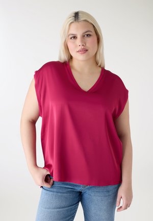 CON SCOLLO A V - Camicetta - fucsia scuro