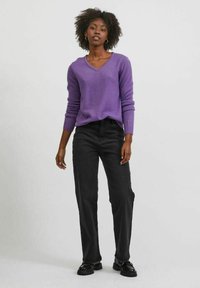 VILA VIRIL L/S V-NECK TOP - Jumper - purple heart