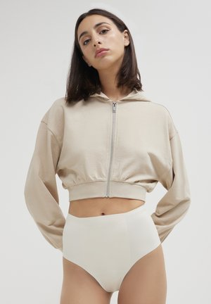 Calliope CROP  - Zip-up sweatshirt - beige