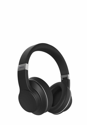 Wireless over-ear headphones with a matte black finish, padded ear cups, silver accents, and a flexible adjustable headband.