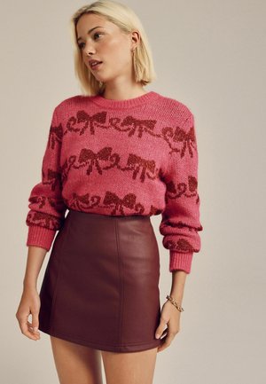 Fustă în formă de A - berry red