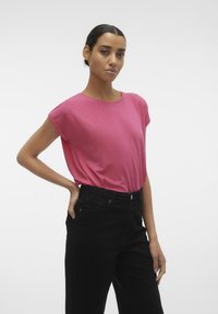 Vero Moda VMAVA PLAIN - T-shirts - raspberry sorbet