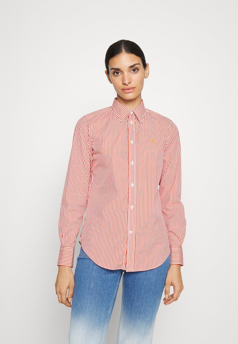 Polo Ralph Lauren STRETCH - Button-down blouse - orange/ white/orange