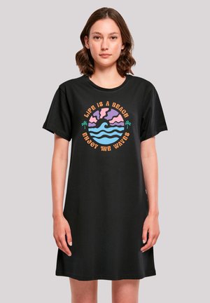 LIFE IS A BEACH ENJOY THE WAVES - Jersey dress - schwarz