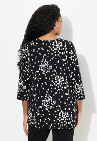 Ulla Popken POLKA DOT 3/4 SLEEVE SPLIT NECK czarny