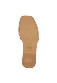 Sola in gomma marrone con grip testurizzato, forma arrotondata e stampa del logo. Presenta una finitura liscia e un leggero supporto arculeo. Taglia 37.