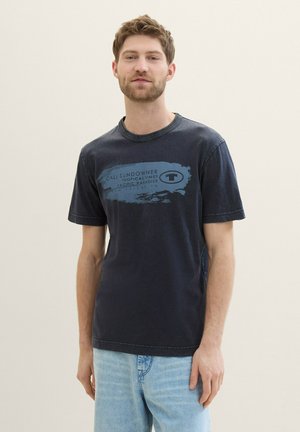 TOM TAILOR MIT TEXT - T-shirt con stampa - sky captain blue