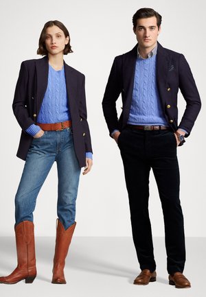 Polo Ralph Lauren THE ICONIC CABLE KNIT CASHMERE JUMPER UNISEX - Svetrík - new litchfield blue