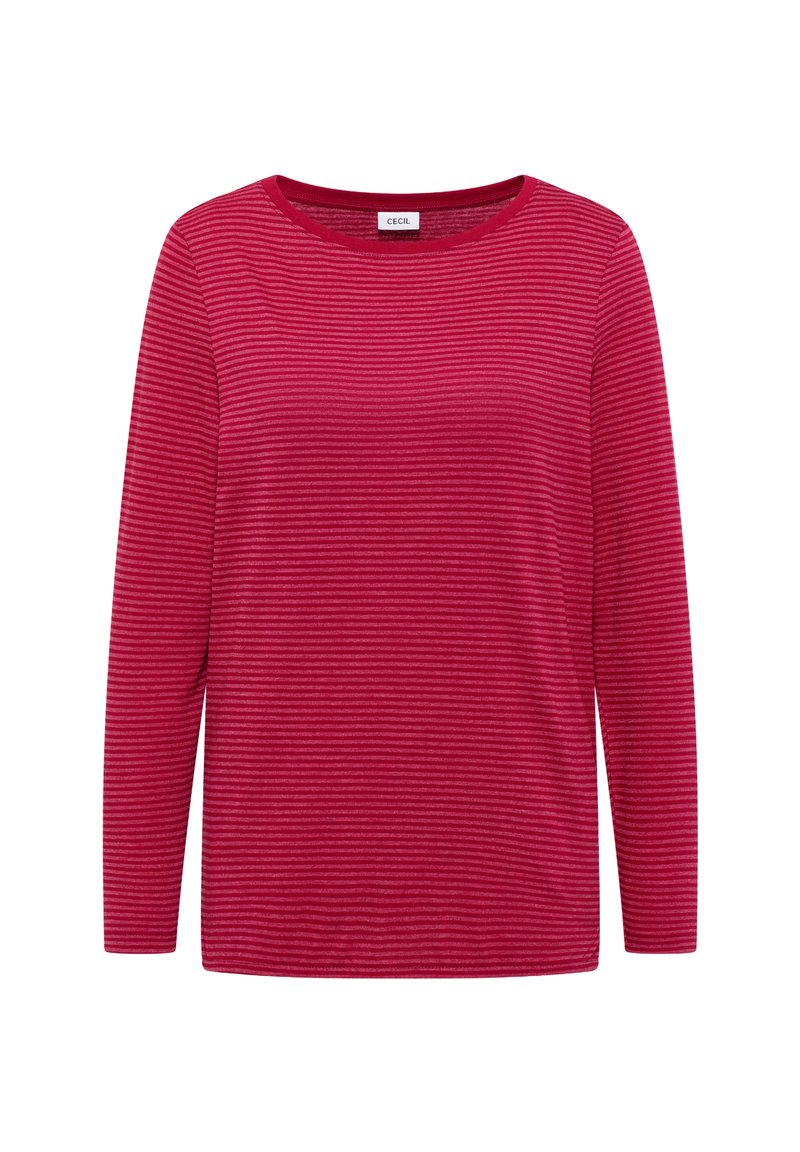Cecil Damen Langarmshirt Gestreift – Aus Baumwolle-Modal-Mix, Mit U-Boot-Ausschnitt Und Gummibund