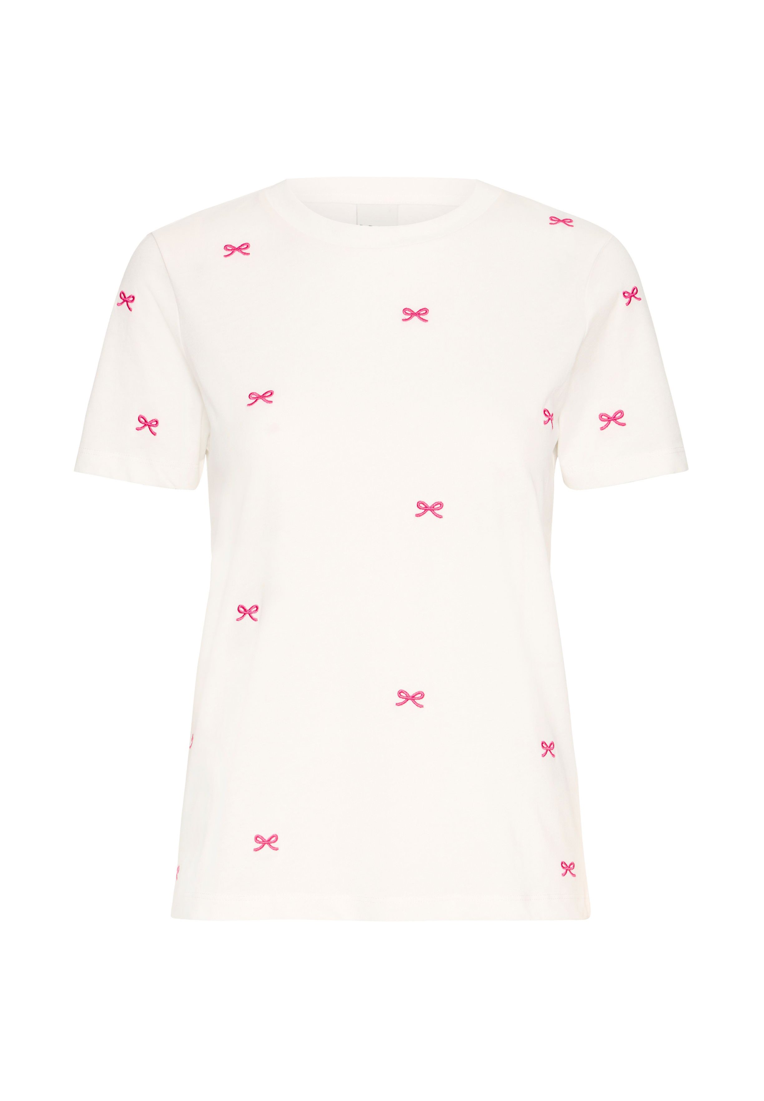 売れ筋商品|||イチ Tシャツ レディース トップス CAMINO  - Print T-shirt - cloud dancer w. pink yarrow ICHI IHCAMINO - Print T-shirt - cloud dancer w. pink yarrow