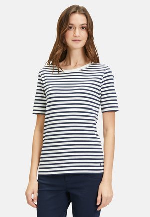 MIT RINGEL - Print T-shirt - weiß dunkelblau