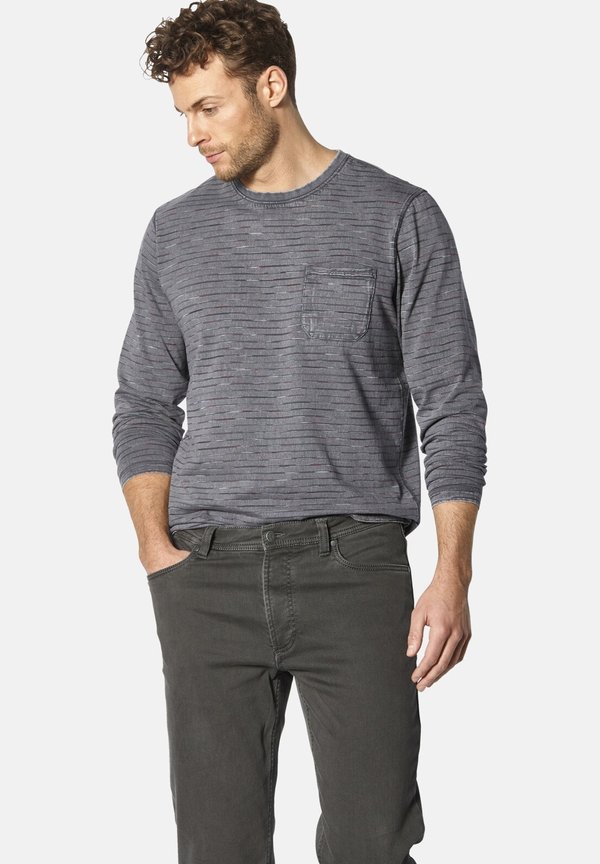 Langarmshirt - grau gestreift