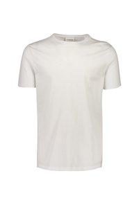 Biała t-shirt z krótkim rękawem wykonana z miękkiej bawełny. Posiada okrągły dekolt i prosty dół bez wzorów i zdobień.