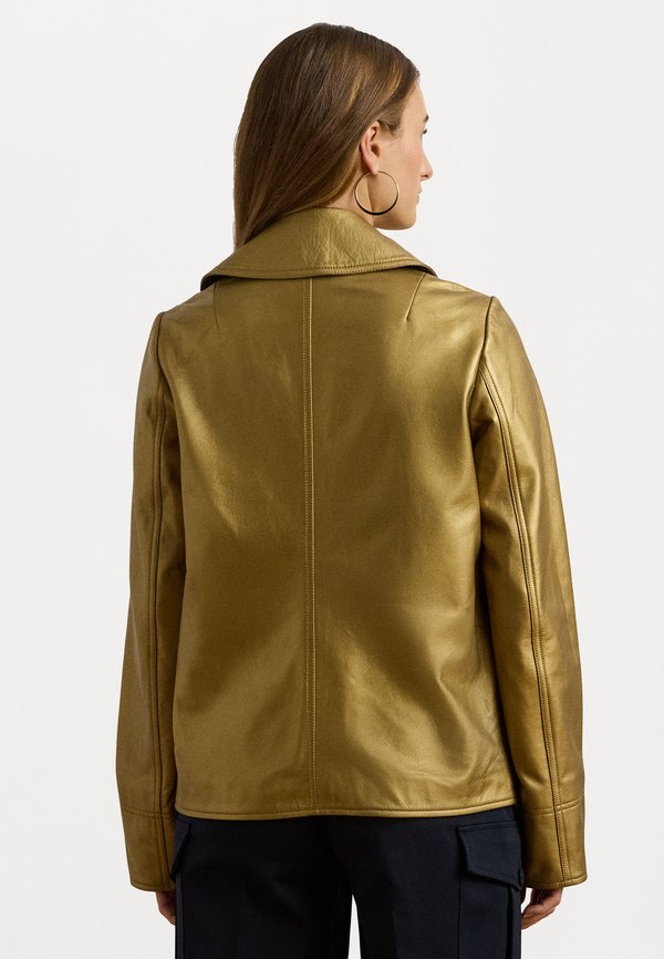 METALLIC LAMBSKIN PEACOAT - Leather jacket - relic gold2