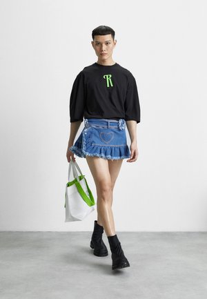 REAMEREI FRINGED MINI UNISEX - Džinsa auduma svārki - blue denim