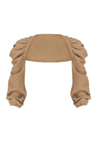 Niewybrane, muślinowa karmelowa tkanina