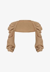 Niewybrane, muślinowa karmelowa tkanina