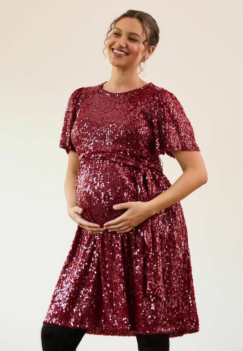 JoJo Maman Bb MATERNITY FIT - SEQUIN MINI - Cocktail dress / Party dress  - red - Zalando