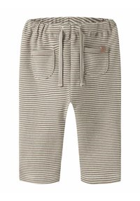 Gestreepte shorts in beige en crême, met een elastische tailleband met koord, twee achterzakken en een zachte, textuurrijke stof.