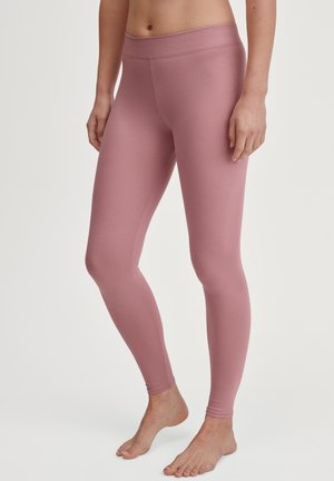 Rosa Leggings mit glatter Textur, hohem Bund und tailliertem Schnitt, geeignet für sportliche oder legere Freizeitbekleidung.