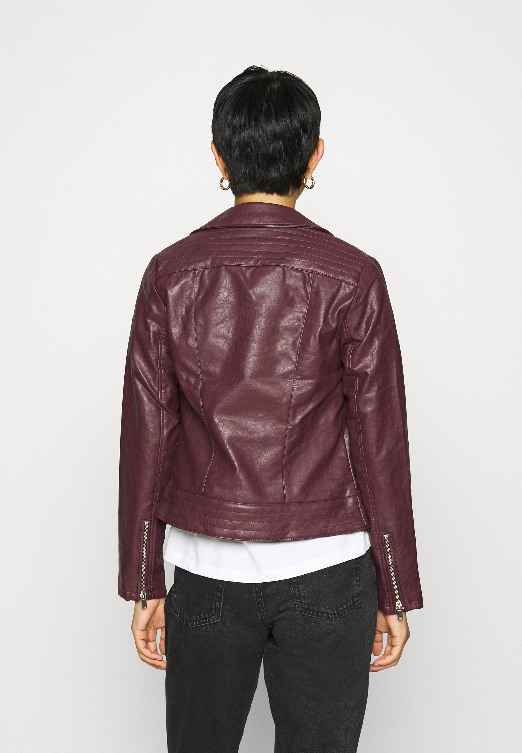 berry biker jacket