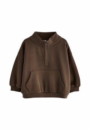 Next, REGULAR FIT - HALF ZIP SWEATSHIRT - Sudadera - chocolate brown