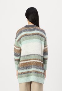ONLY ONLALYSSA LIFE CARDIGAN - Vesta na kopčanje - magnet stripes/aqua gray/cloud dancer/hedge green