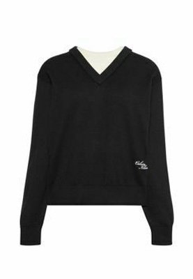 Calvin Klein Jeans, CALVIN KLEIN JEANS RELAXED DUAL LAYER T-SHIRT - Strickpullover - black