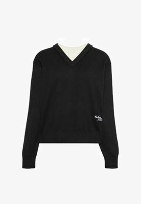 Calvin Klein Jeans, CALVIN KLEIN JEANS RELAXED DUAL LAYER T-SHIRT - Strickpullover - black