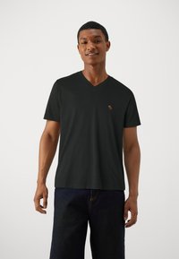 Abercrombie & Fitch NEUTRAL VNECK 3 PACK - T-shirt - bas - white/heather grey/black