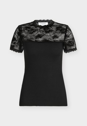 Rosemunde, RWBEATHA SILK SS LACE T-SHIRT - Top - black