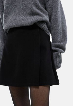 COURTE PORTEFEUILLE - Jupe portefeuille - noir