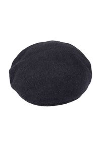 Béret en laine de couleur gris foncé, forme ronde avec une texture douce et sans quincaillerie ou motifs visibles. Design lisse et sans couture.