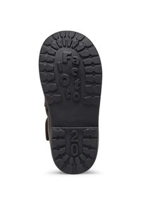 Černá gumová podrážka boty s texturovaným vzorem na treadu. Obsahuje vystouplý text "Fact" a "20" pro lepší přilnavost a identifikaci.