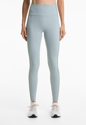 OYSHO COMFORTLUX HIGH RISE SIDE RIB 65CM - Leggings - blue grey