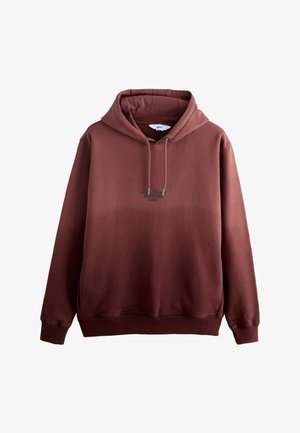 Kakaobrauner Kapuzenpullover mit großer Kapuze, Kordelzug, langen Ärmeln und gerippten Bündchen. Verfügt über ein dezentes Logo auf der Vorderseite. Weiches Material.