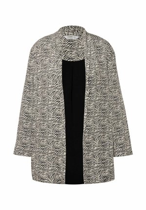 Angel of Style, ZEBRA PRINT KIMONO WITH OPEN FRONT AND LONG LOOSE SLEEVES - Abrigo corto - black