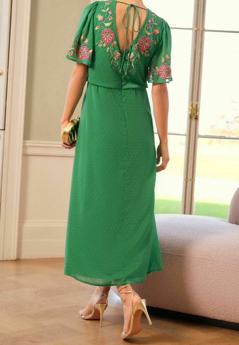 green dress with roses Buy Love & Roses Green Floral Printed Crew Neck Angel Sleeve Midaxi Dress from Next USA