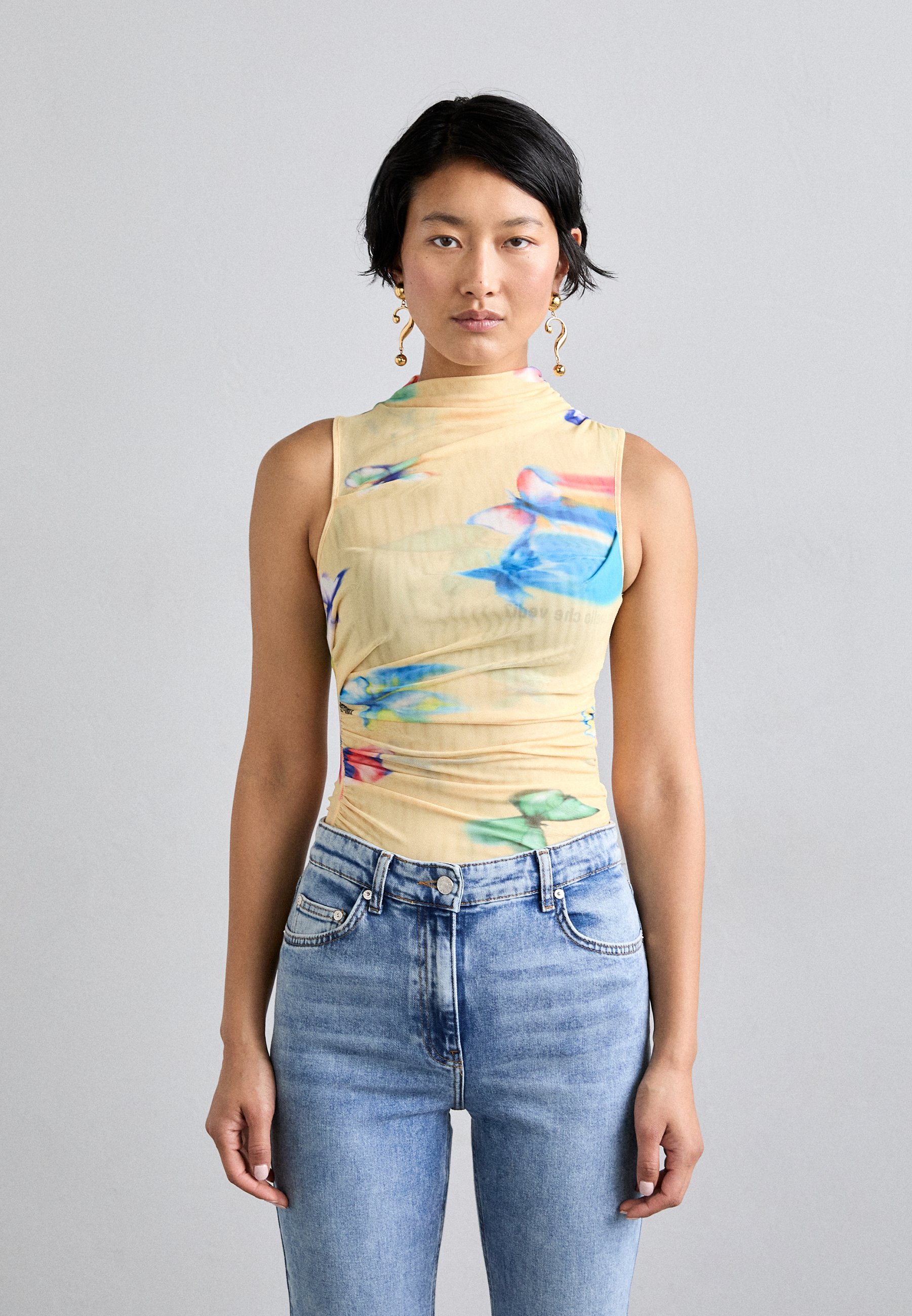 MOSCHINO JEANS ベスト　ベロア　フォークダンス MOSCHINO JEANS BUTTERFLIES - Top - fantasia avorio/off-white