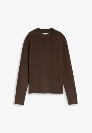 TOM TAILOR DENIM, STRICKPULLOVER MIT STEHKRAGEN - Maglione - cool dark brown melange