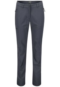 Tmavě šedé venkovní kalhoty vyrobené z lehkého a odolného materiálu. Mají dvě boční kapsy a elegantní, rovný střih.