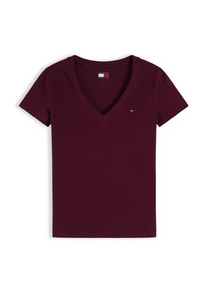 Tommy Jeans, SLIM V NECK TEE - Camiseta básica - calypso berry