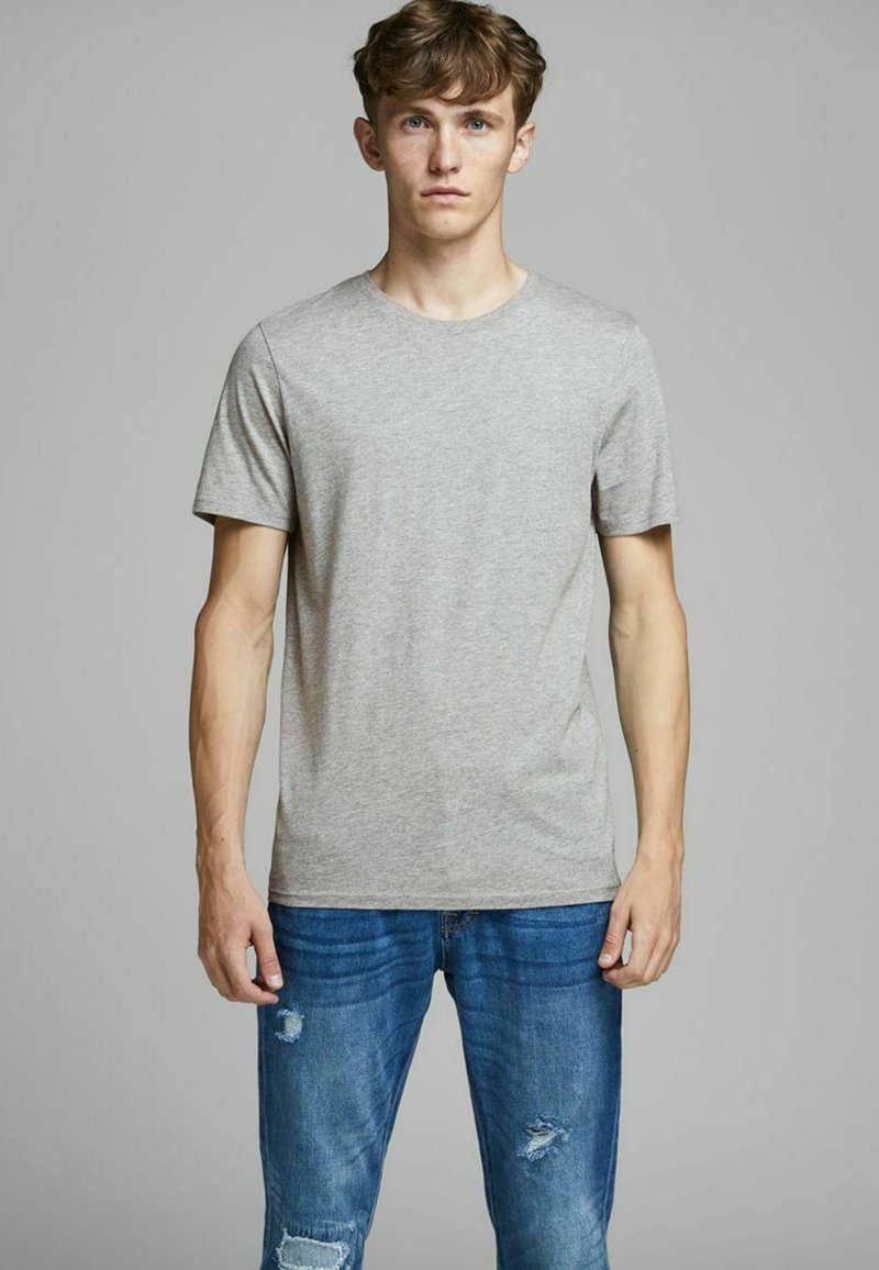 Jack & Jones JJE TEE O-NECK - Paprasti marškinėliai - light grey melange