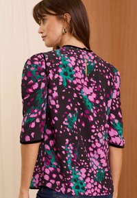 Love & Roses PRINTED CREW NECK RUCHED 3/4 SLEEVE - Blūze - black