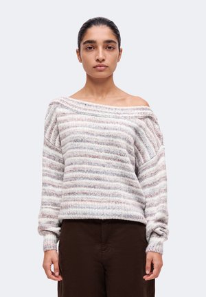 Hollister Co., LOFTY SLOUCHY SWEATER MARL STRIPE - Пуловер - white/blue